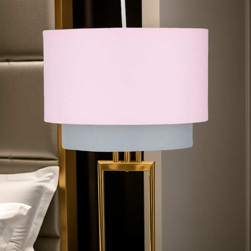 KAlandula Steel Pink  Grey 2 Tier Lamp Shade