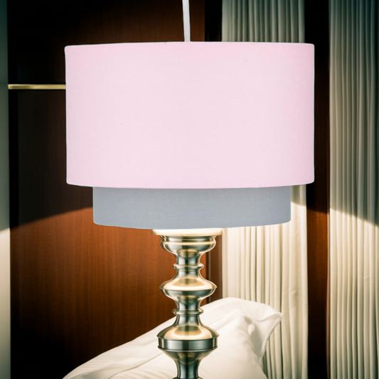 KAlandula Steel Pink  Grey 2 Tier Lamp Shade
