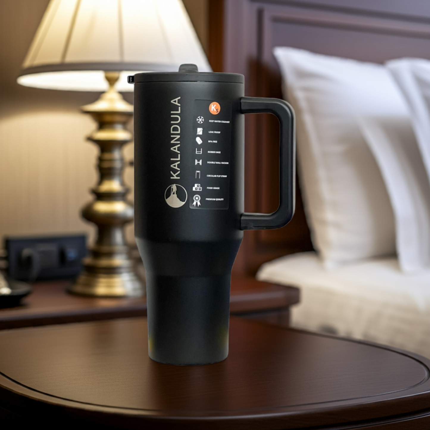 Gobelet à paille rabattable en acier Kalandula 1,2 L, tasse anti-fuite pour boissons chaudes et froides