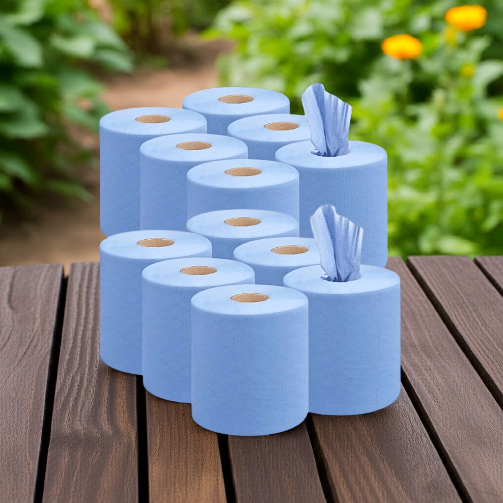 Kalandula Steel 12 pk Strong Absorbent Blue Centrefeed Kitchen Rolls