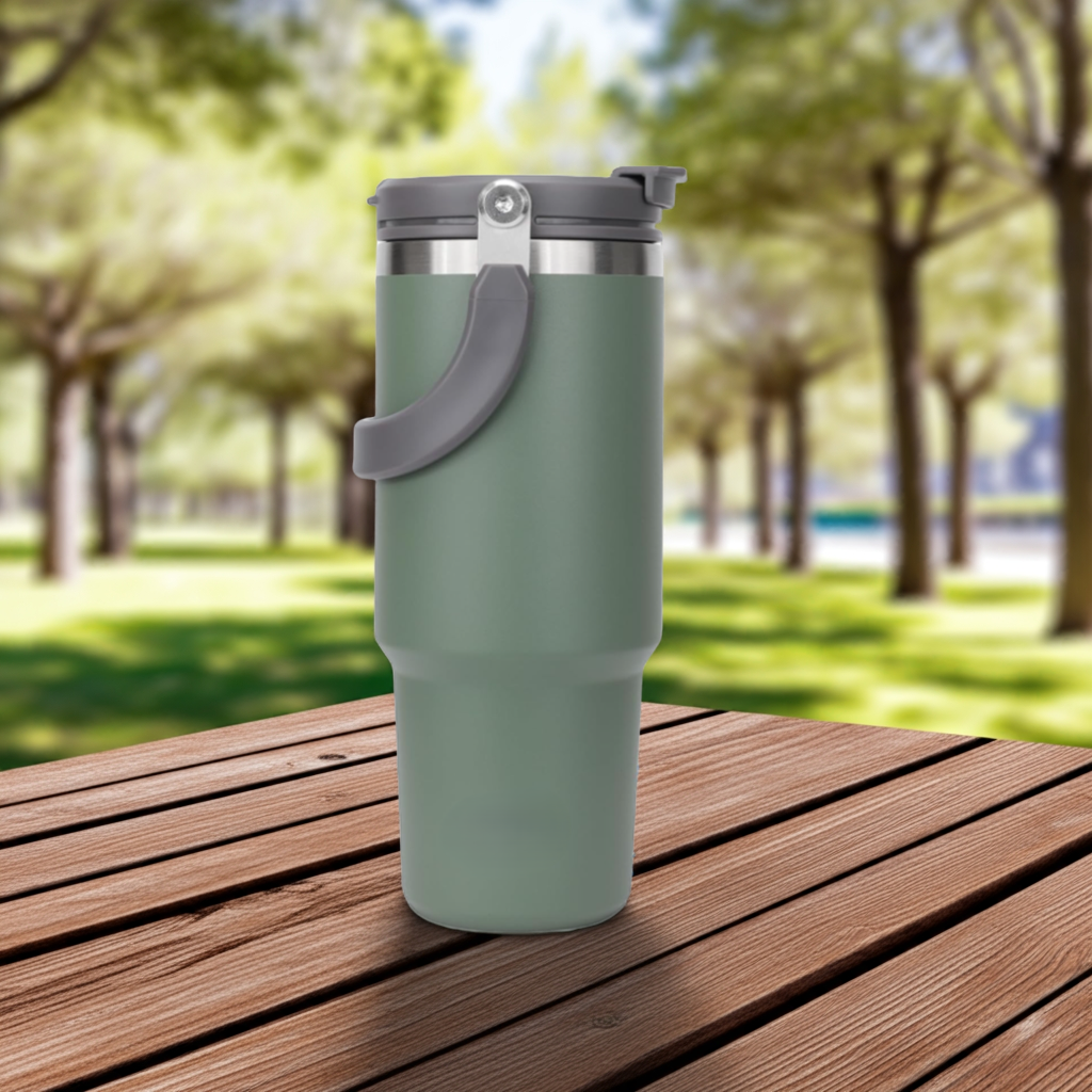 1k Kalandula Steel Flip Straw Tumbler 900ML Leakproof Cup Hot Cold Drinks