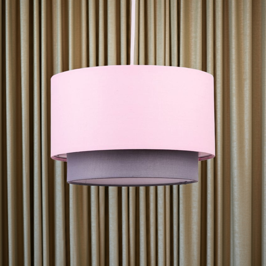 KAlandula Steel Pink  Grey 2 Tier Lamp Shade