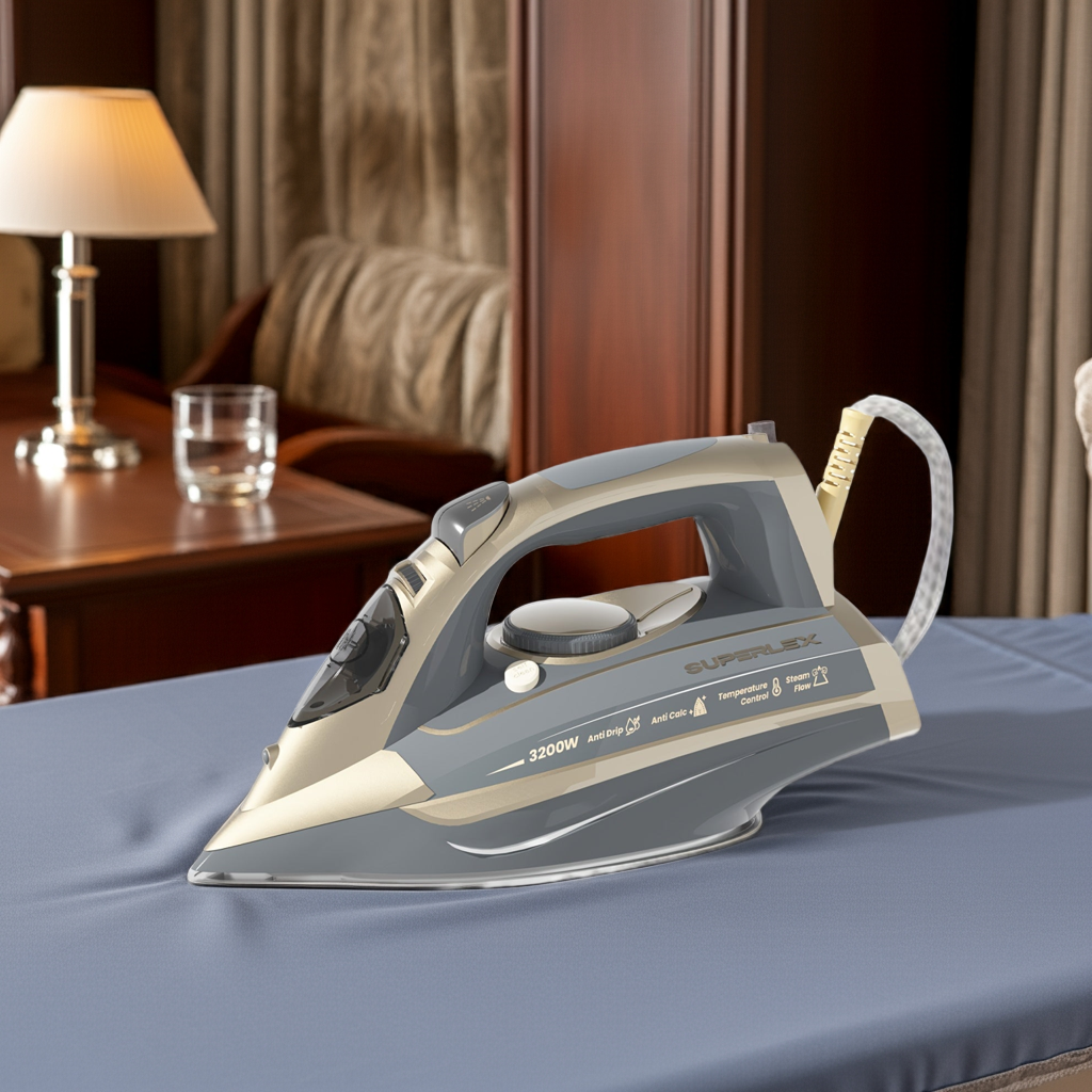 1.3F SUPERLEX 3200W Steam Iron  Powerful Ceramic Soleplate  Auto Shutoff  Fast Heating