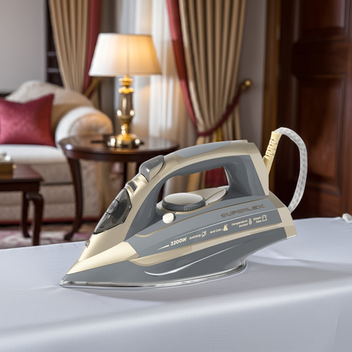 1.3F SUPERLEX 3200W Steam Iron  Powerful Ceramic Soleplate  Auto Shutoff  Fast Heating