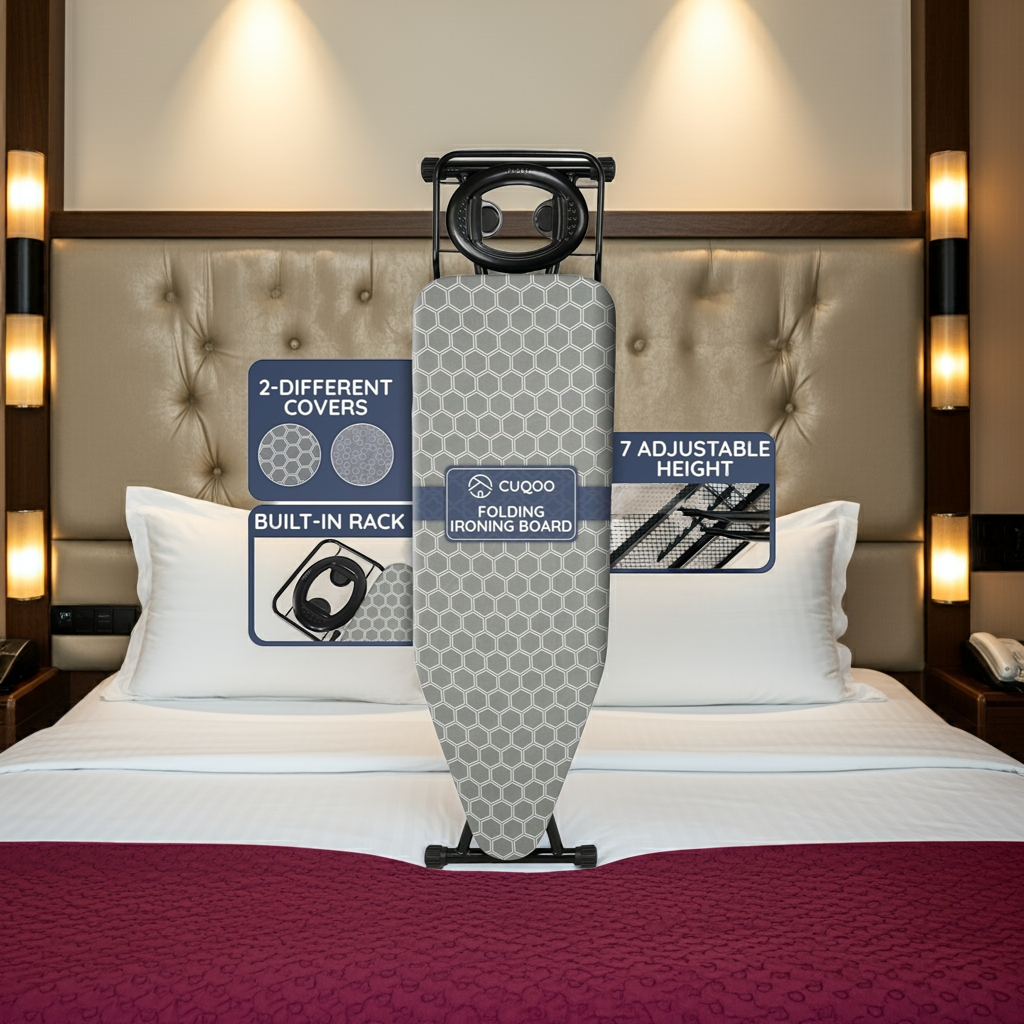 1k Folding Ironing Board 122x38cm  Adjustable Height Safety