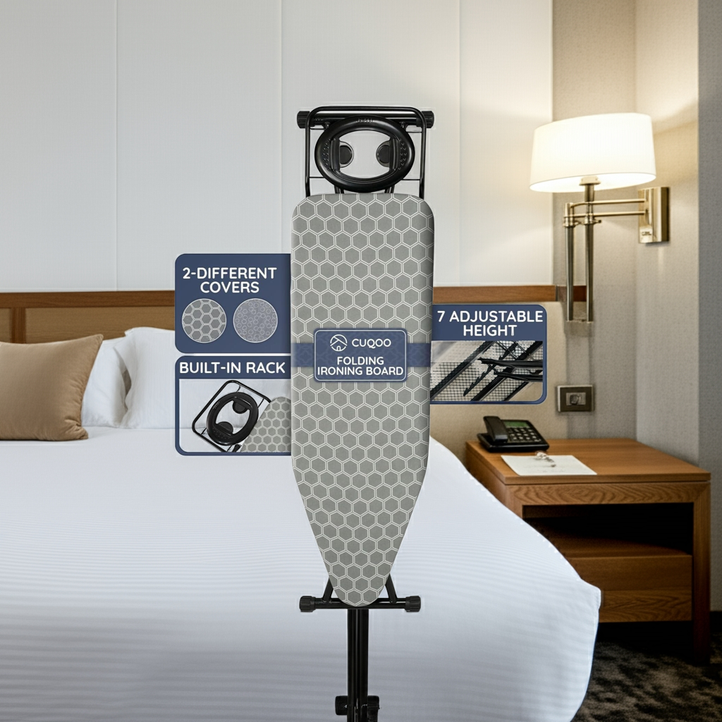 1k Folding Ironing Board 122x38cm  Adjustable Height Safety